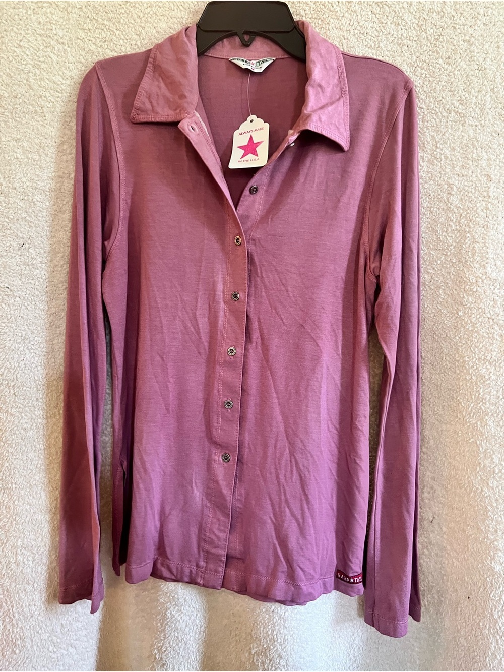 Hard Tail Women's Long Sleeve Button-Up Top in Dusty Rose